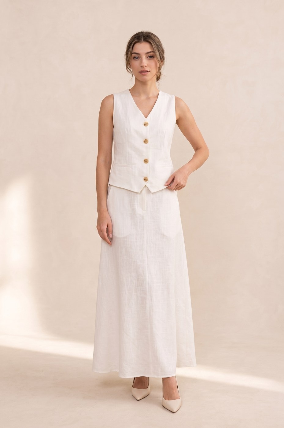 Linen Maxi Suit — Ivory