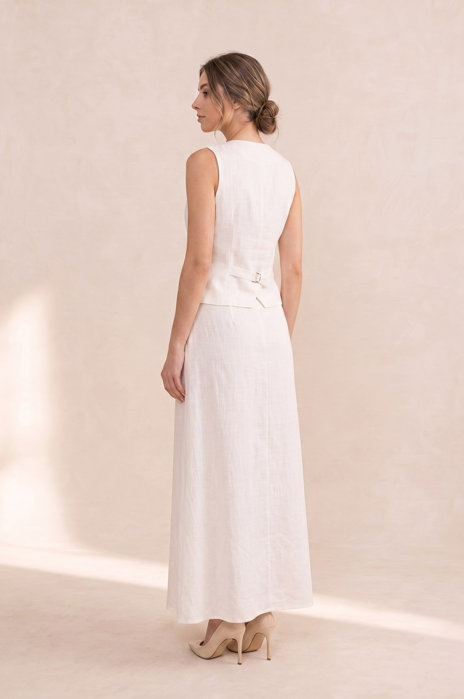 Linen Maxi Suit — Ivory, view 4