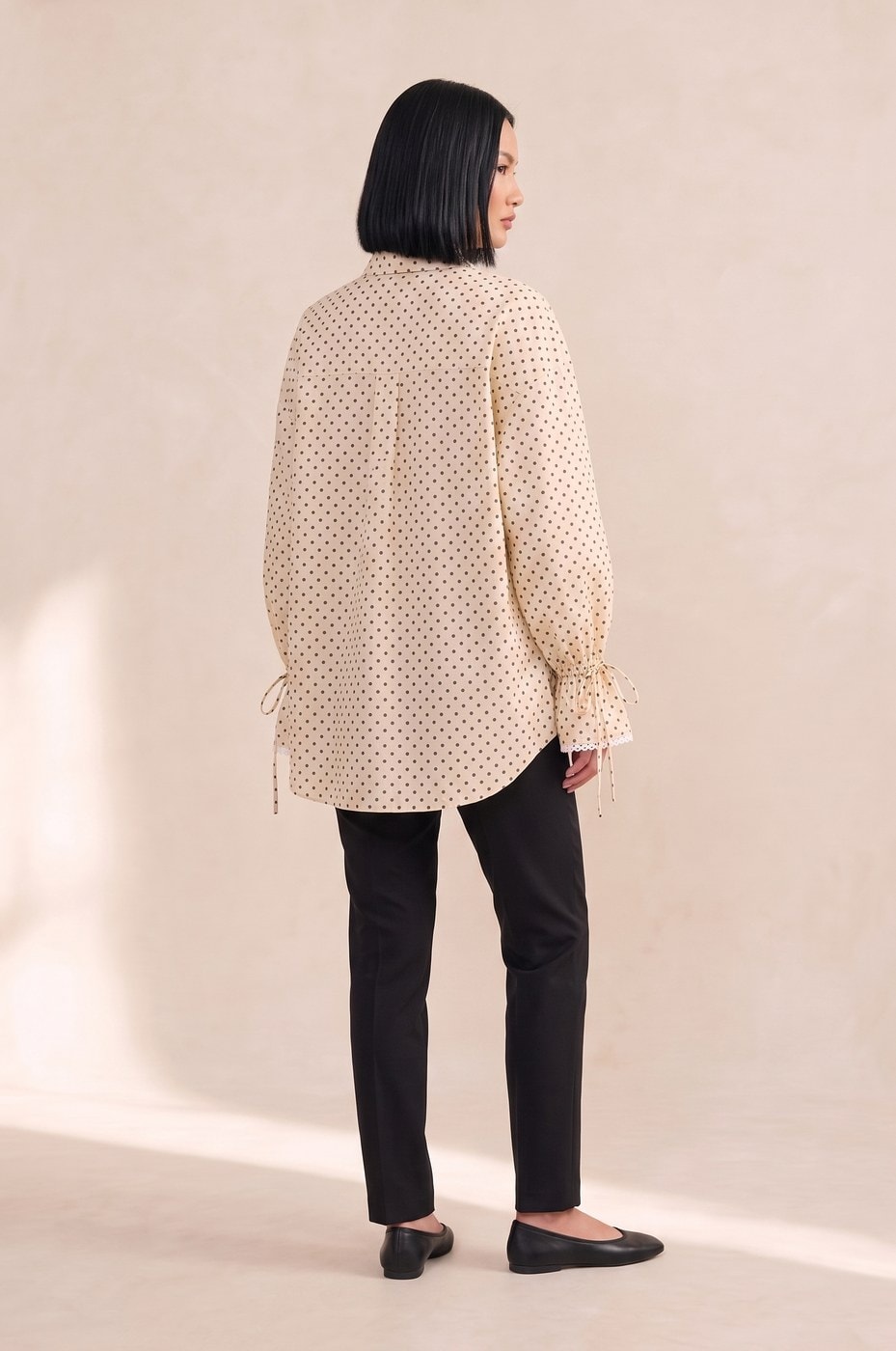 Lace Oversized Shirt — Vanilla polka dot, view 4