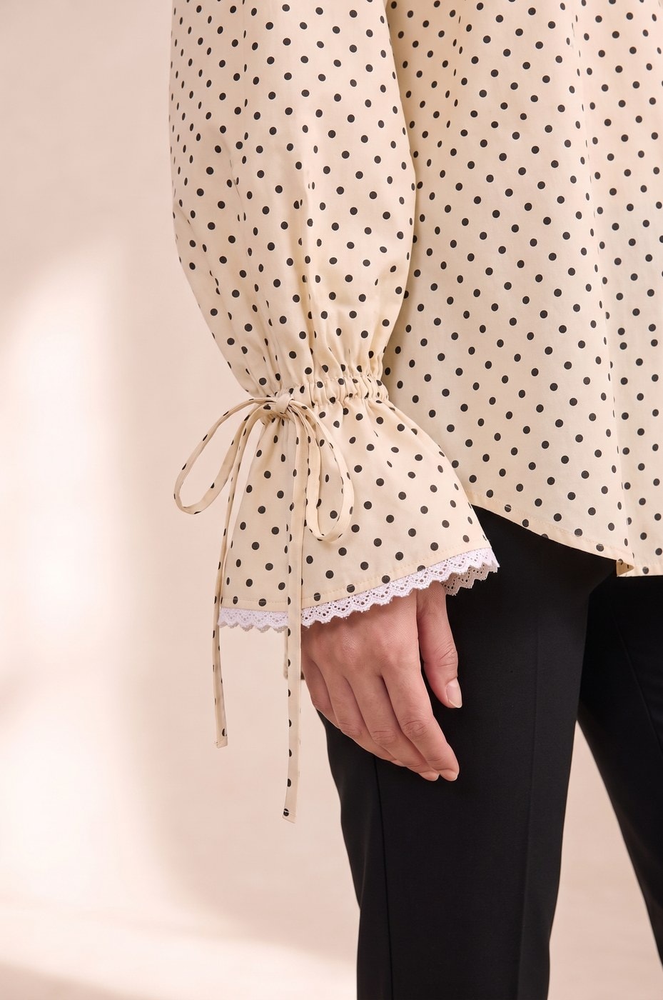 Lace Oversized Shirt — Vanilla polka dot, view 6