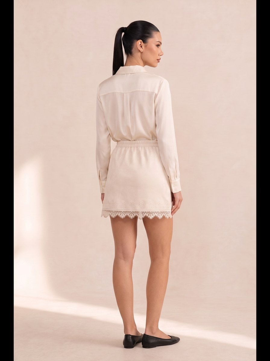 Suede Skort — Ivory, view 2