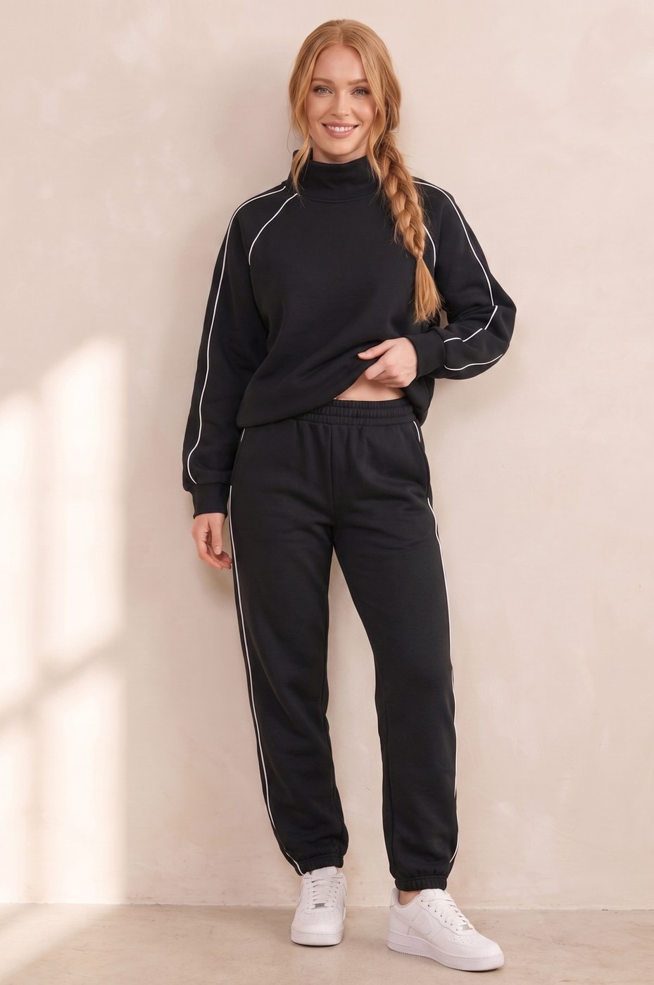 Piped Tracksuit — Black, view 3