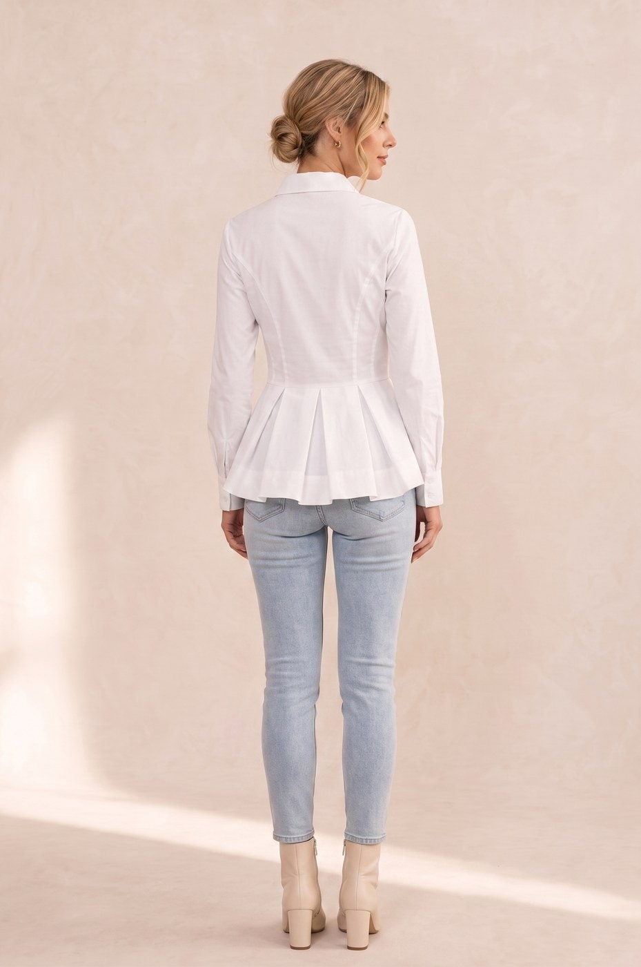 Peplum Shirt — White, view 3