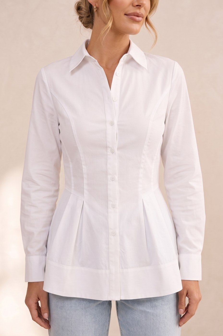 Peplum Shirt — White, view 4