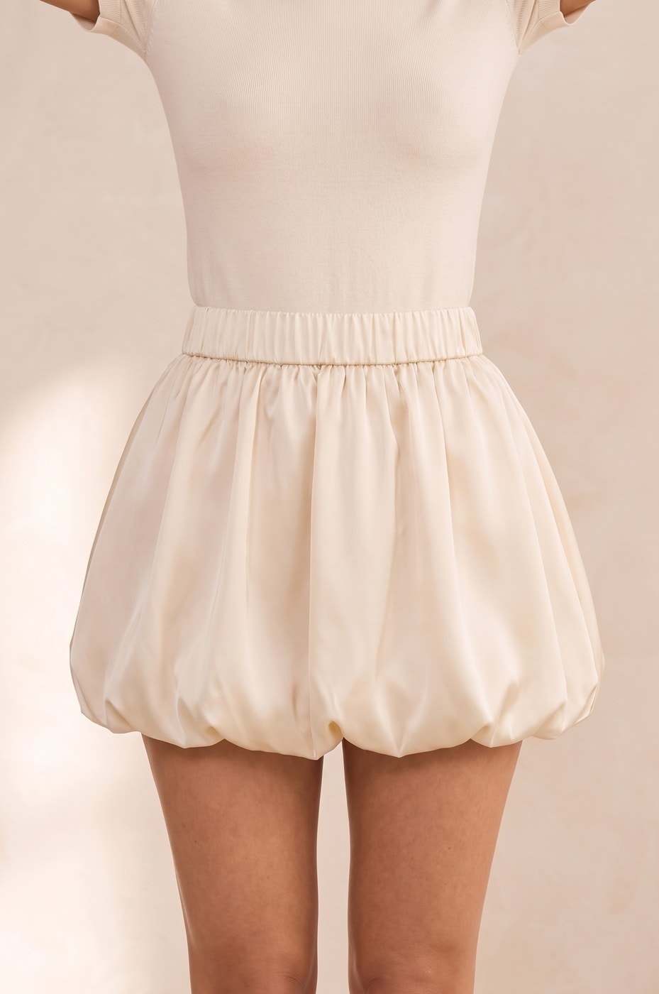 Satin Balloon Skirt — Ivory, view 5