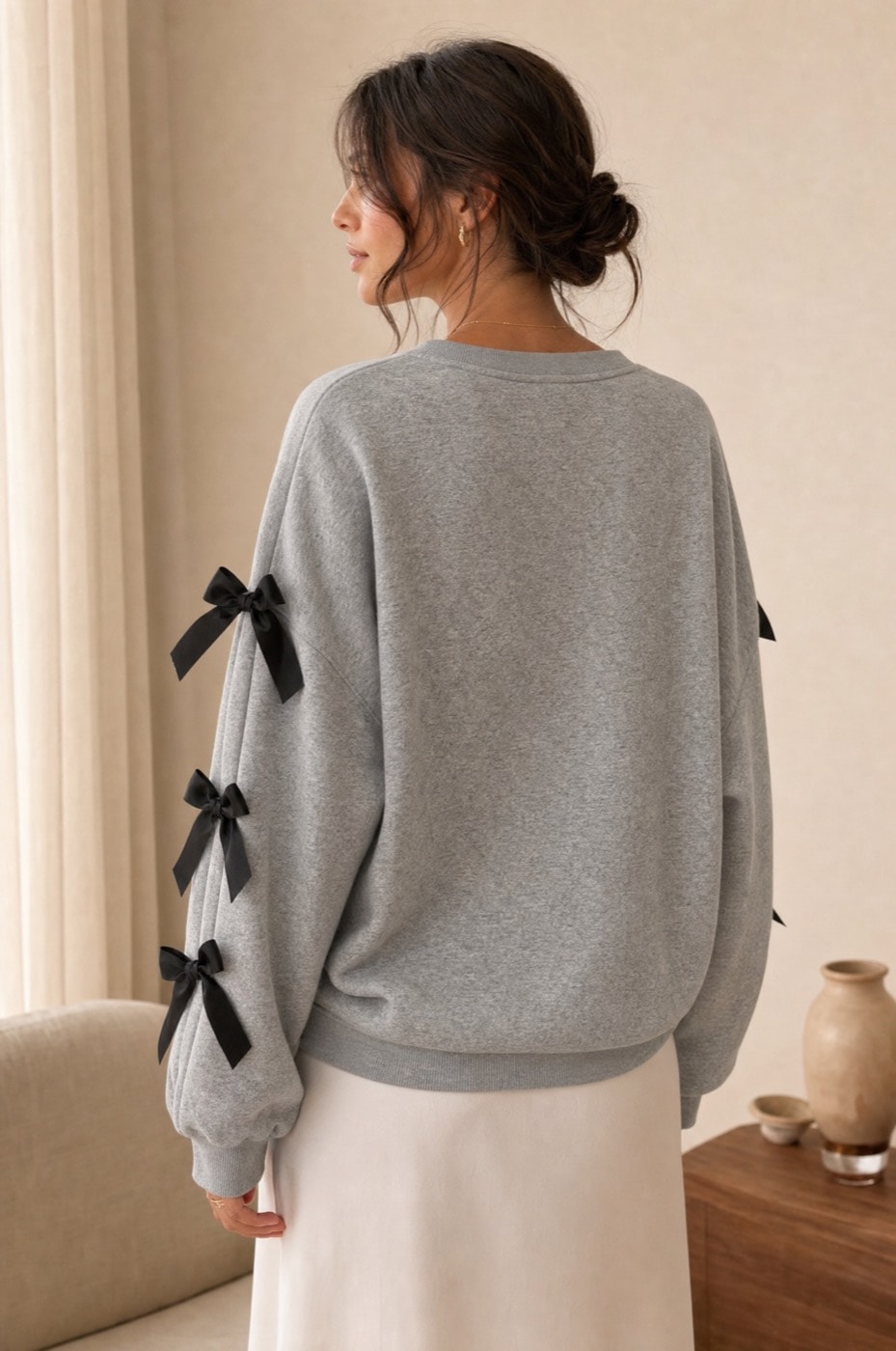 Bow Sweatshirt — Grey, view 5