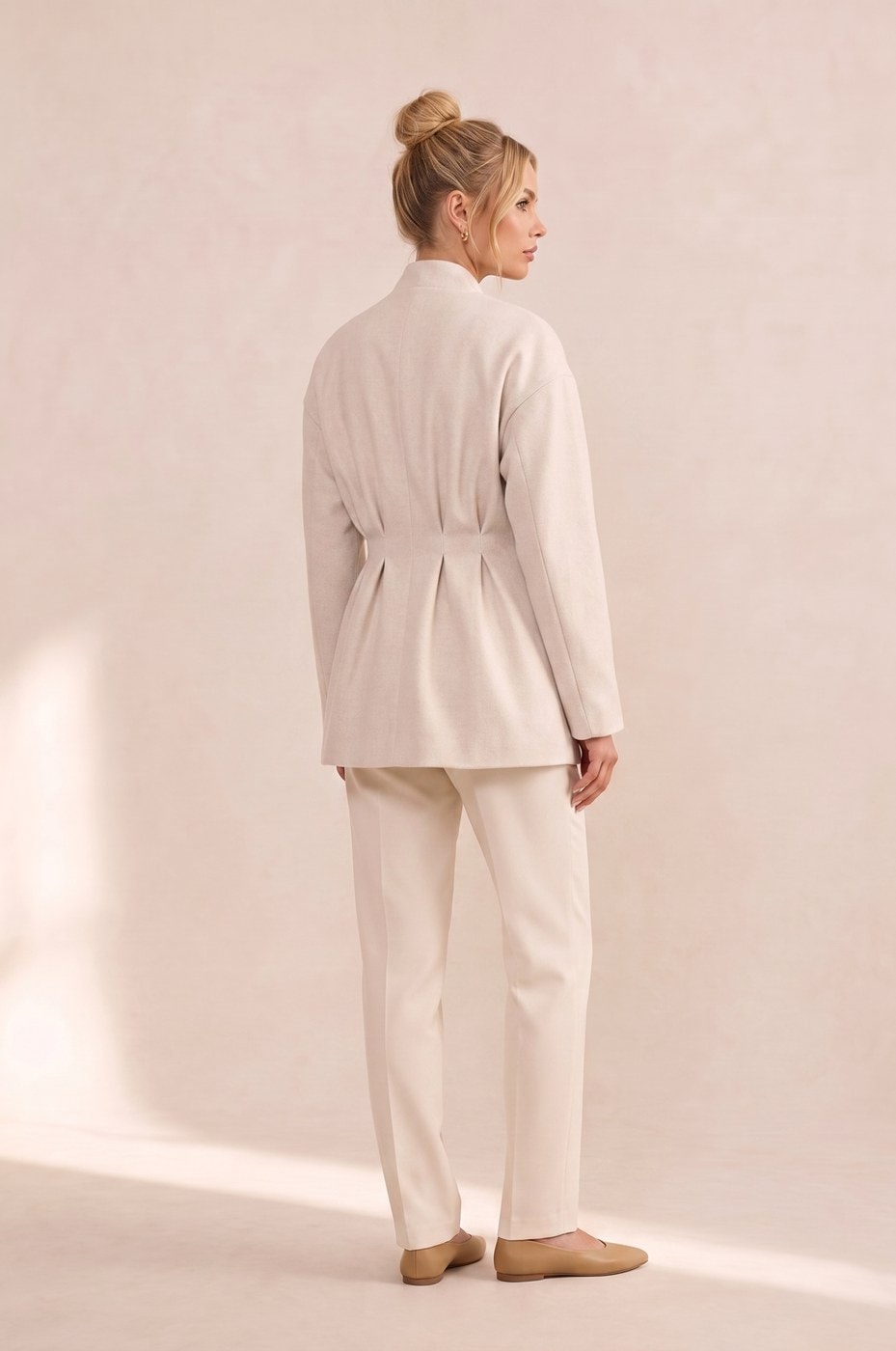 Fitted Blazer Coat — Ivory, view 2