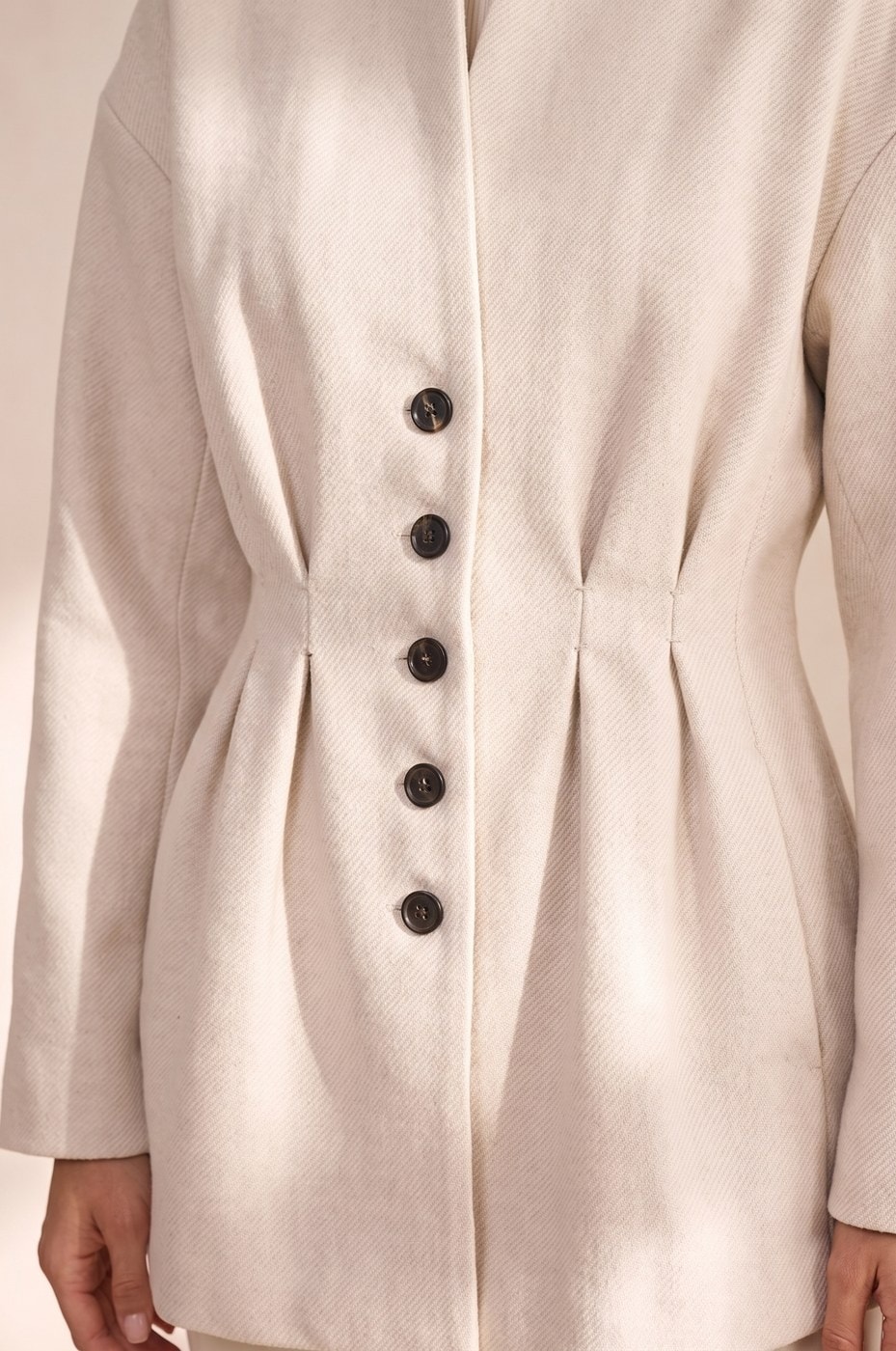 Fitted Blazer Coat — Ivory, view 5