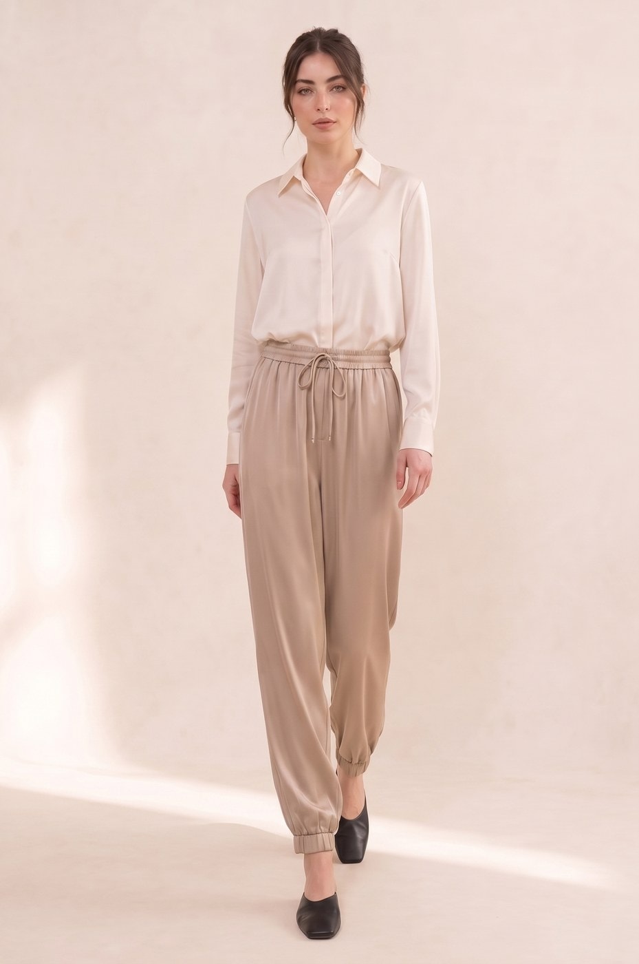 Draped Harem Trousers — Sand, view 3