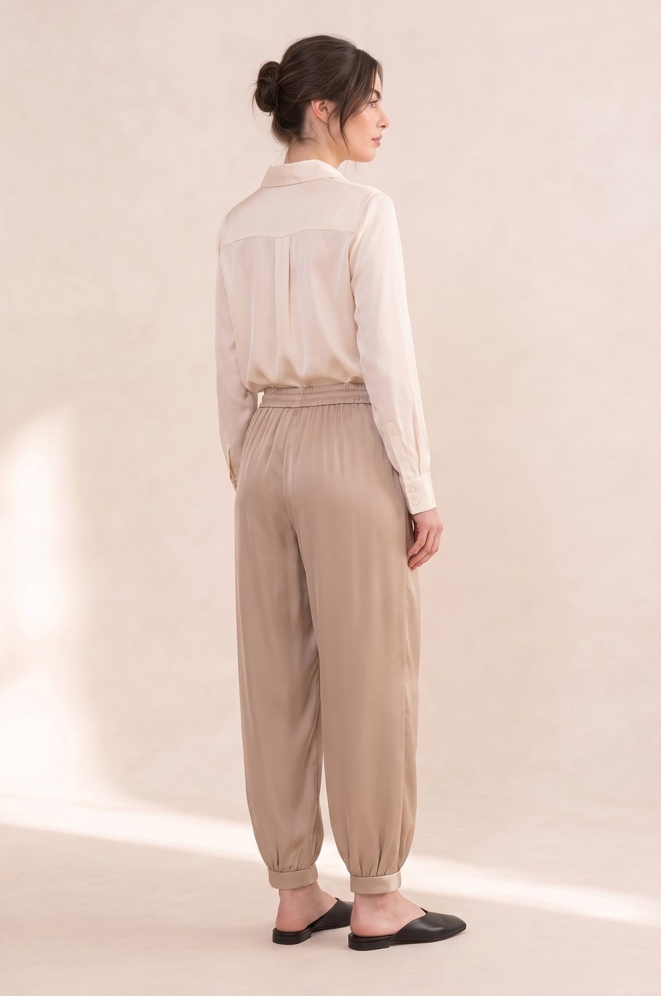 Draped Harem Trousers — Sand, view 2